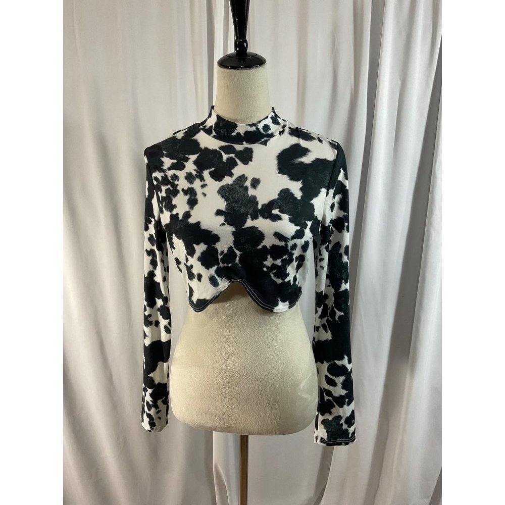 Willow Boutique Long Sleeve Cow Print Top